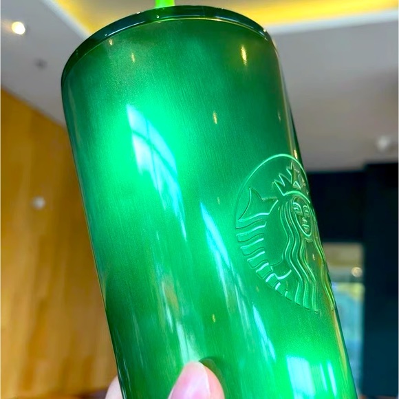 Starbucks Lime ‘Green Shine’ Holographic Shifting Stainless Steel Venti Tumbler - Picture 3 of 5